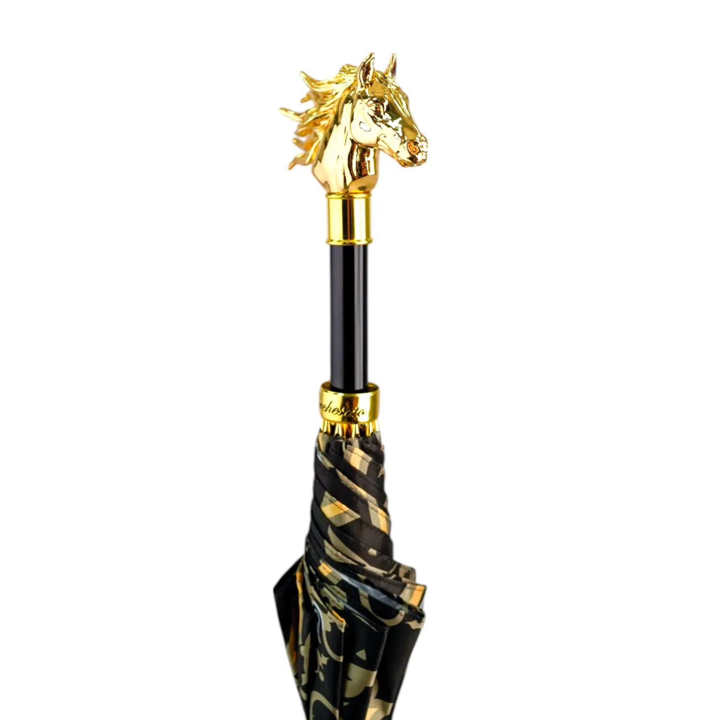 Gold Horse Head Handle Umbrella – Elegant Equestrian Design