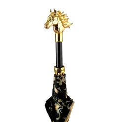 Gold Horse Head Handle Umbrella – Elegant Equestrian Design