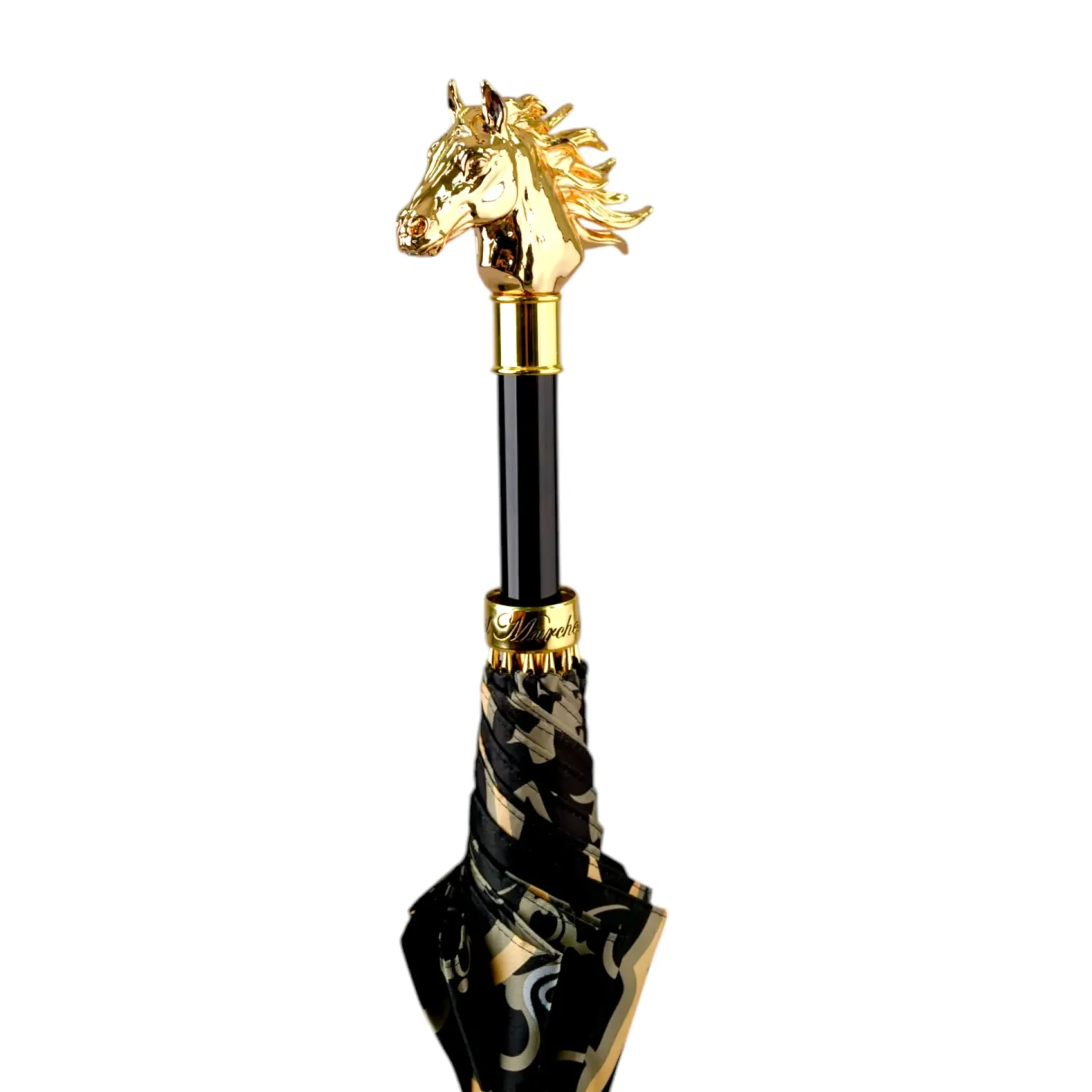 Gold Horse Head Handle Umbrella – Elegant Equestrian Design