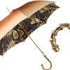 Golden Bamboo Umbrella with Exquisite Botanical Lining