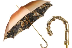 Golden Bamboo Umbrella with Exquisite Botanical Lining