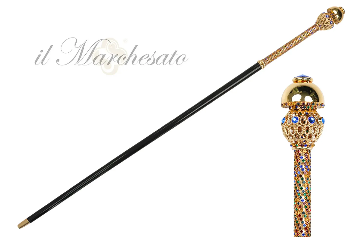 Golden Majesty: 24K Gold-Plated Walking Canes with Crystal Elegance