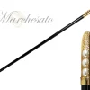 Goldplated Curved Walking-stick with Pearls
