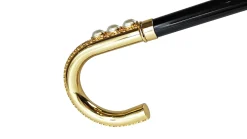 Goldplated Curved Walking-stick with Pearls