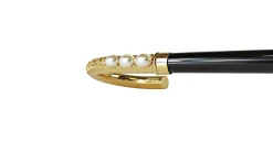 Goldplated Curved Walking-stick with Pearls