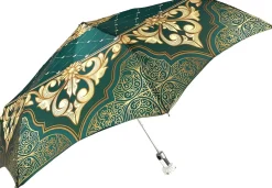 Green and Beige Women's Folding Umbrella
