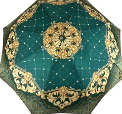 Green and Beige Women's Folding Umbrella