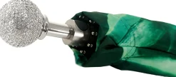 Green Flower Ladies Folding Umbrella With Luxury Handle
