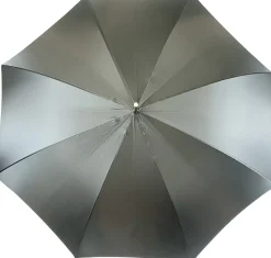Grey Umbrella With Floral Print Interior - Exclusive Pattern