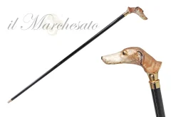 Hand enameled greyhound Walking stick