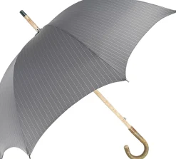 Handcrafted Grey Umbrella - Natural Ash Wood-Handle