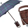 Handcrafted Leather Seat Umbrella- Tartan design