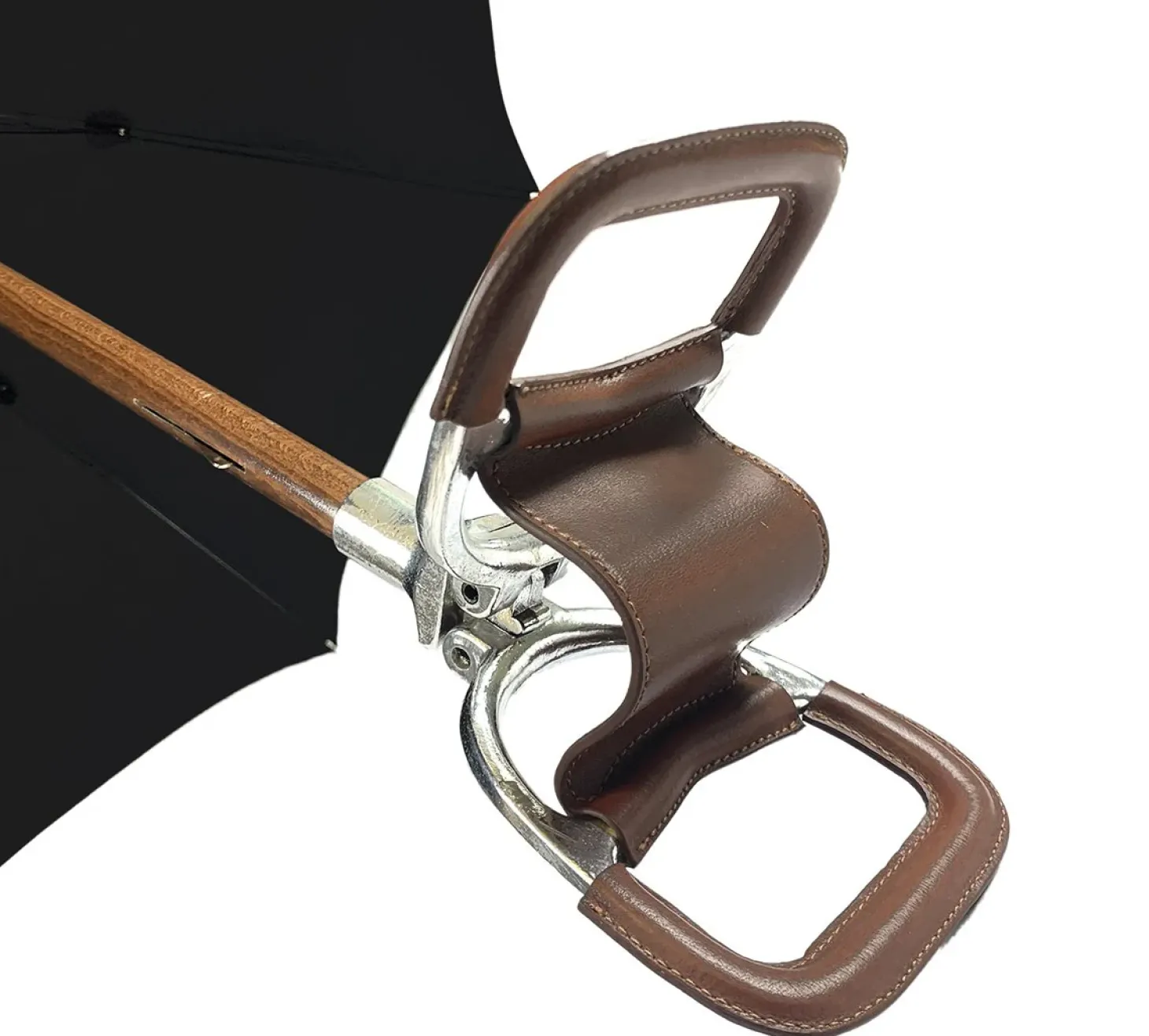 Handcrafted Leather Seat Umbrella - Black Color
