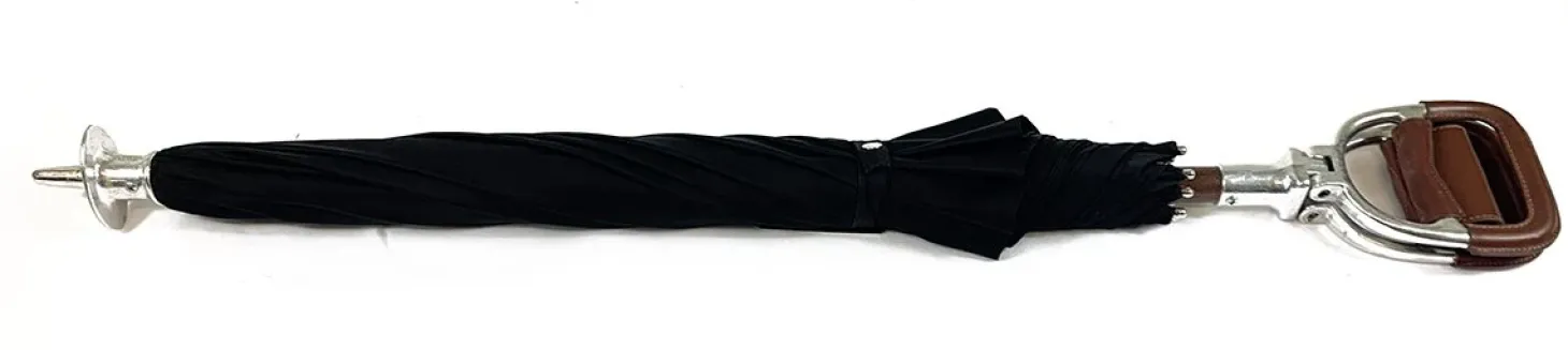 Handcrafted Leather Seat Umbrella - Black Color
