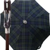Handcrafted Leather Seat Umbrella- Black Watch Tartan