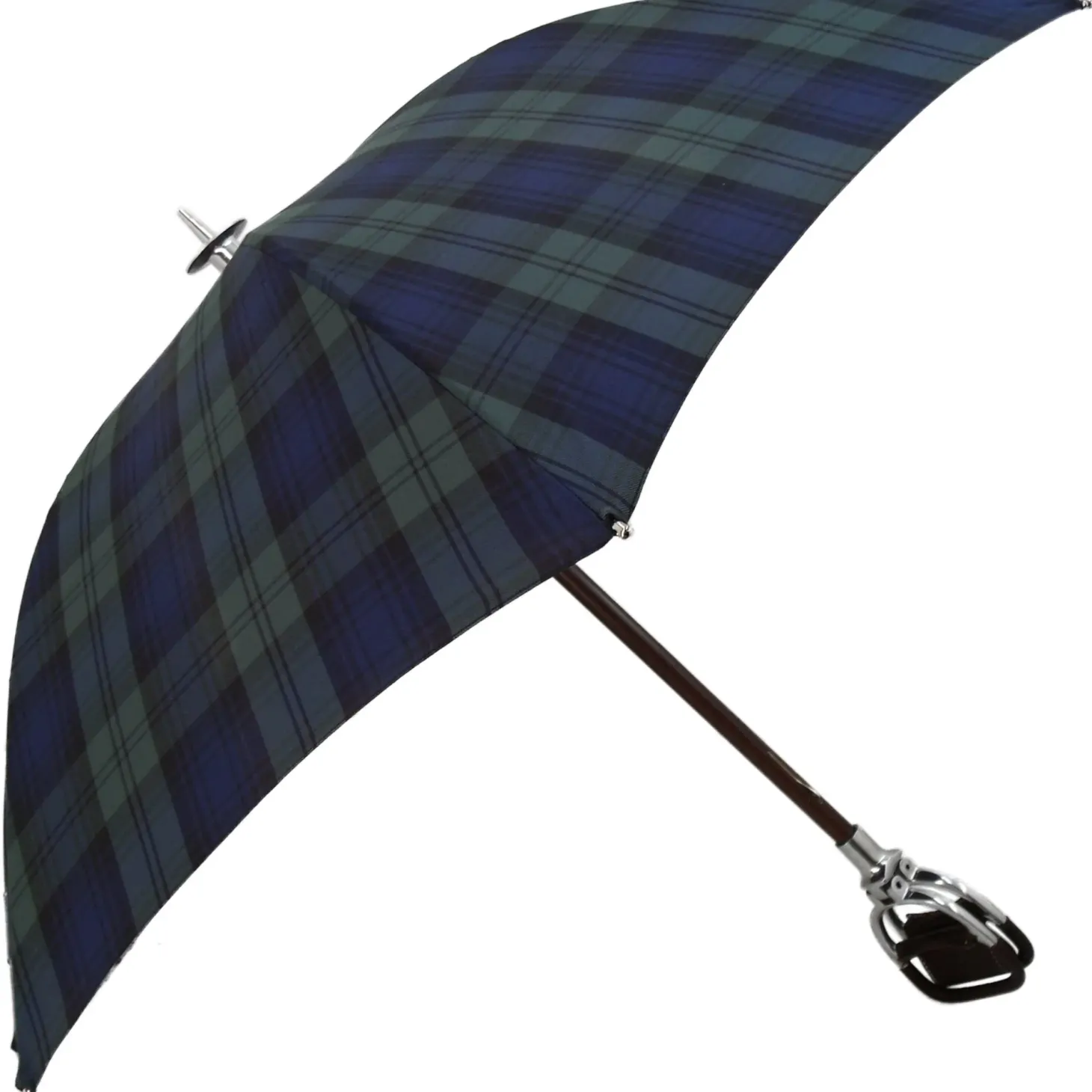Handcrafted Leather Seat Umbrella- Black Watch Tartan
