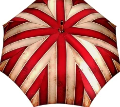 Handcrafted Umbrella - Striped Red And Cream - Shaded Colors - Malacca