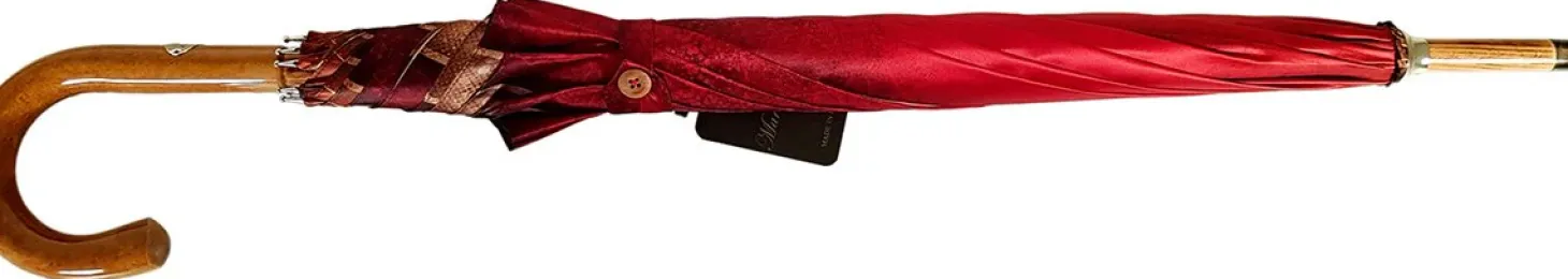 Handcrafted Umbrella - Striped Red And Cream - Shaded Colors - Malacca