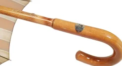 Handcrafted Umbrella - Striped Red And Cream - Shaded Colors - Malacca