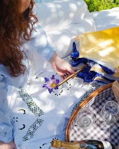 Handcrafted Umbrella with 24K Gold-Plated Hand-Painted Metal Flower Ha