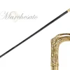 Hand-engraved metal Walking stick - 24K goldplated