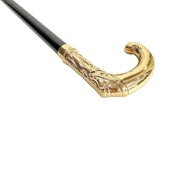 Hand-engraved metal Walking stick - 24K goldplated