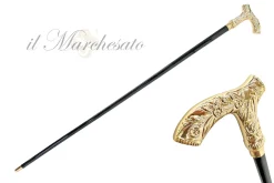 Hand-engraved metal Walking stick - 24K goldplated