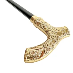 Hand-engraved metal Walking stick - 24K goldplated