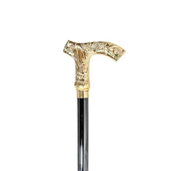 Hand-engraved metal Walking stick - 24K goldplated