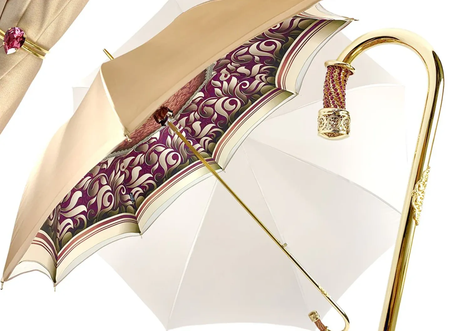 Handmade Cream Umbrella - Abstract Design