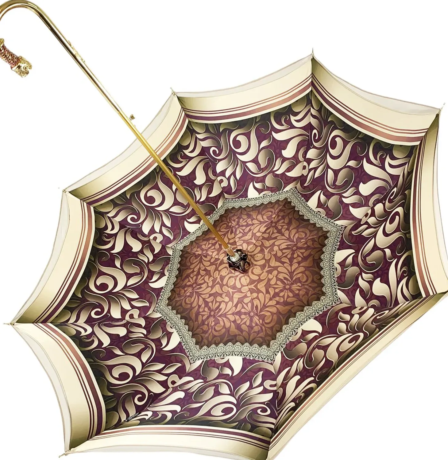 Handmade Cream Umbrella - Abstract Design