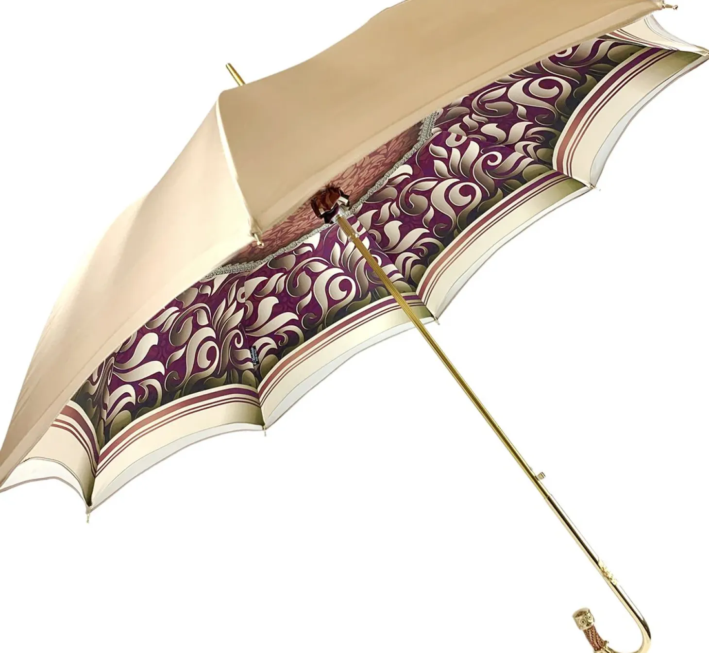 Handmade Cream Umbrella - Abstract Design