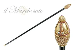 Handmade masterpiece walking stick with crystals and pearls
