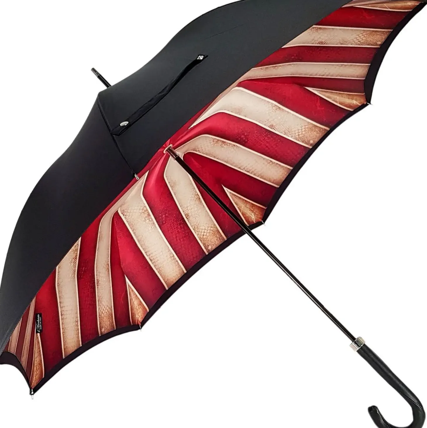 Handmade Men's Umbrella - Striped Red And Cream - Shaded Colors