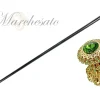 Handmade milord Cane with green crystals