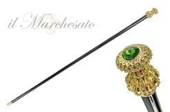Handmade milord Cane with green crystals