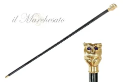 Handmade owl Walking stick with purple stone - 24K gold-plated