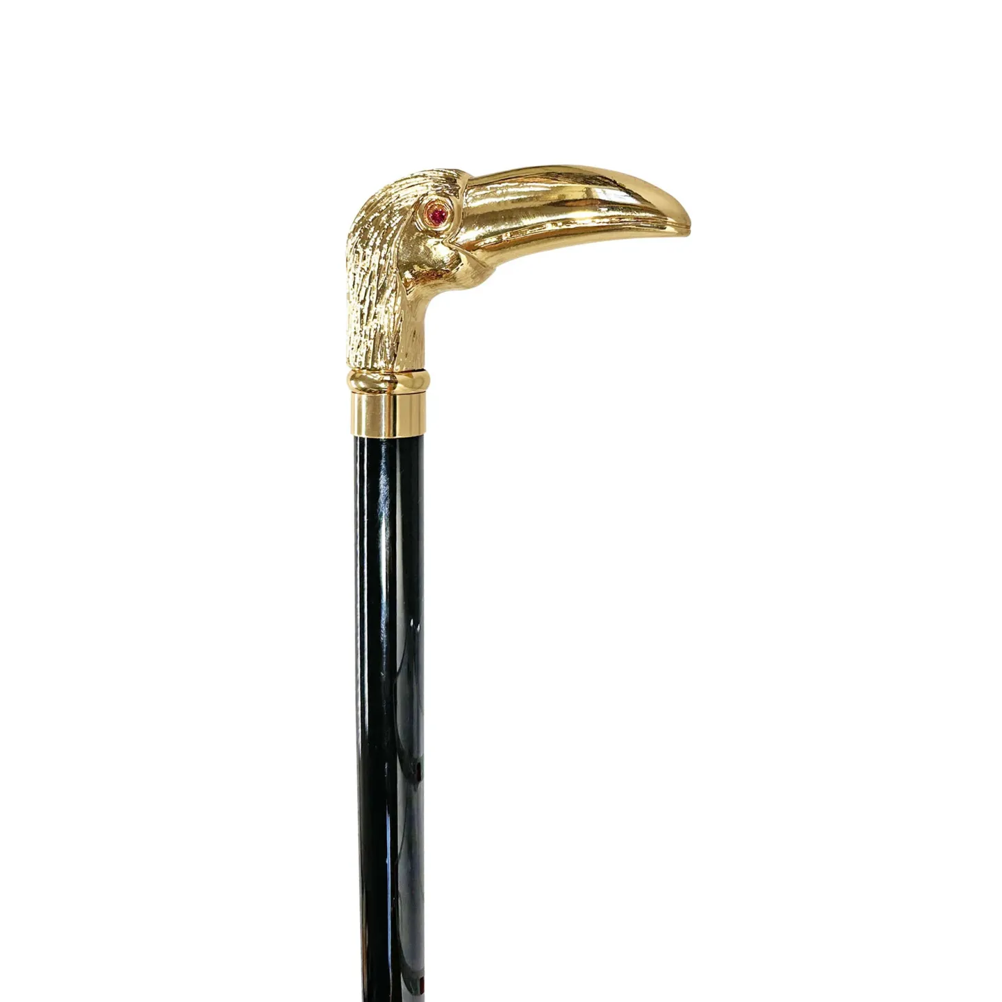 Handmade Toucan Walking stick - 24K gold-plated