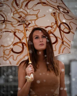 Handmade umbrella with hand-enamelled Dog and Elegant design