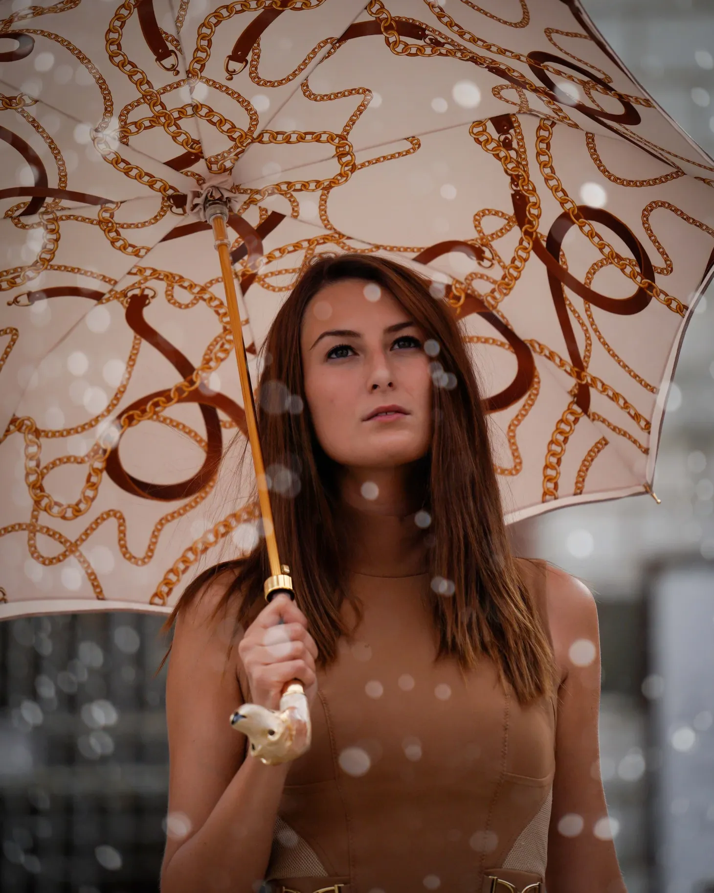 Handmade umbrella with hand-enamelled Dog and Elegant design