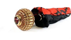 Handmade umbrella with Sphere decorated with red crystals