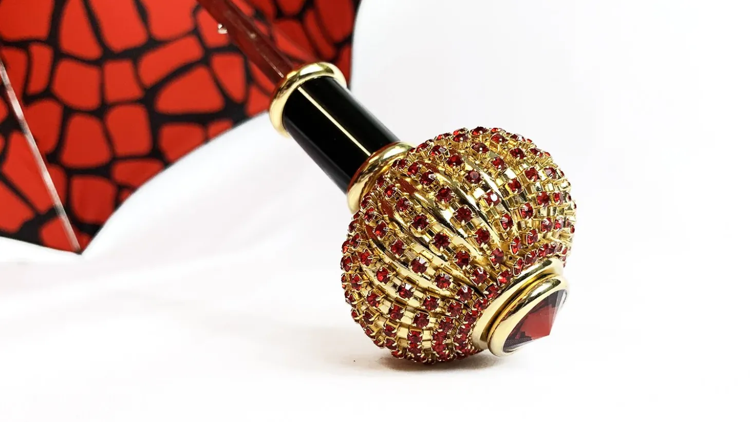 Handmade umbrella with Sphere decorated with red crystals