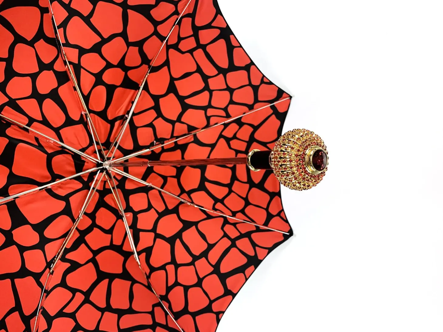 Handmade umbrella with Sphere decorated with red crystals