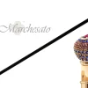 Handmade Walking stick jewel with tricolor crystals