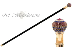 Handmade Walking stick jewel with tricolor crystals