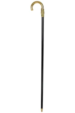 Hand-Painted Golden Plated Metal Walking Cane with Leaf Design
