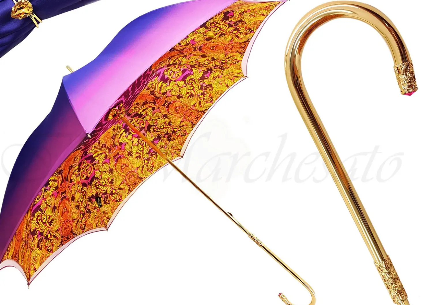 il Marchesato Brightly Colored Handcrafted Double Canopy Umbrella
