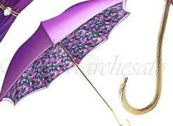 il Marchesato Ladies Flower Umbrella in Violet with Turquoise Flower