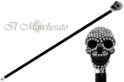 il Marchesato Lux Black Skull Cane Encrusted with Hundreds Swarovski C