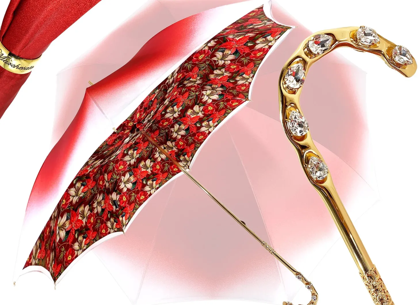 il Marchesato Red Flowered Umbrella